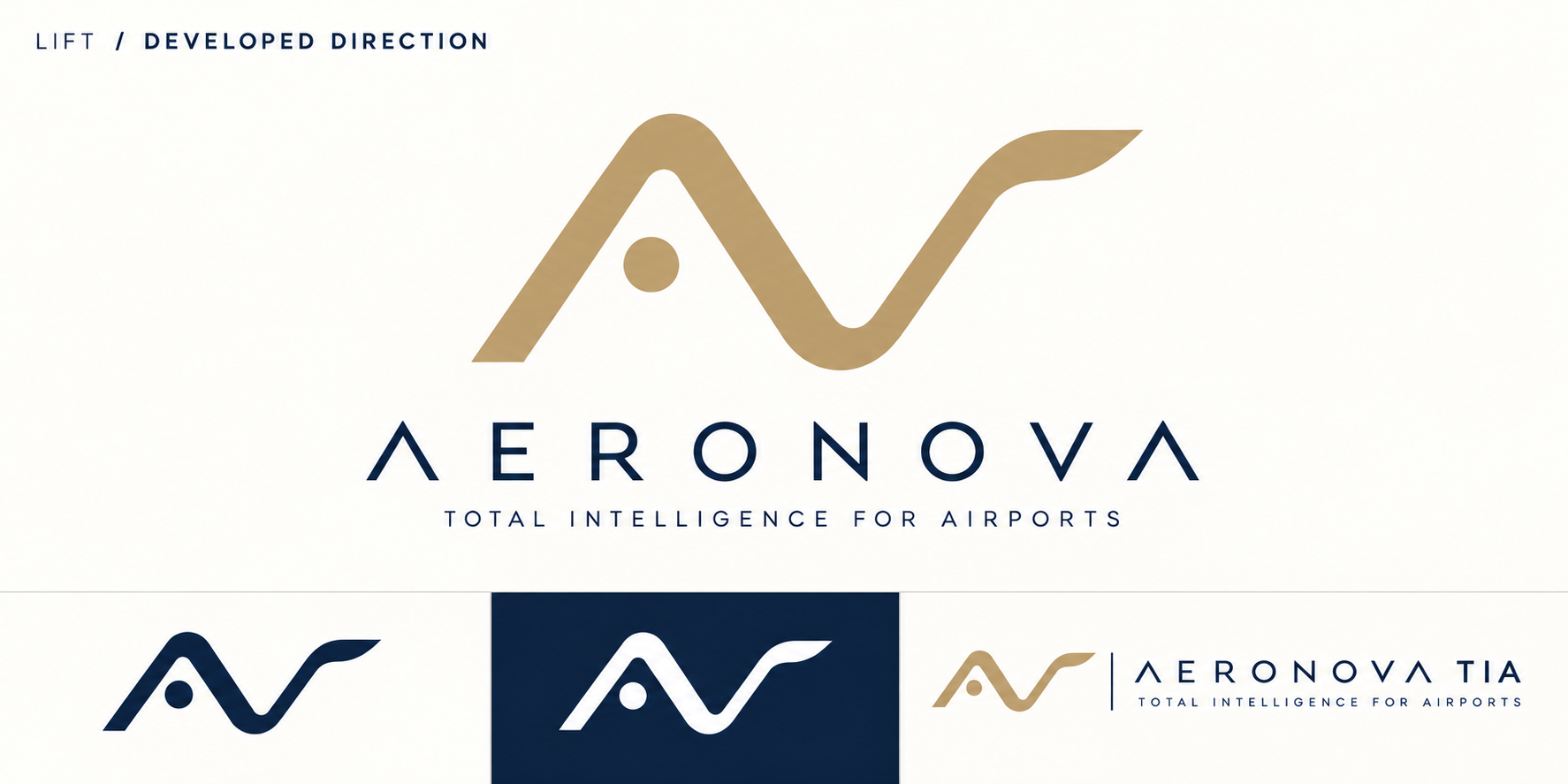 Approved Lift identity with thicker monogram stroke and enlarged dot